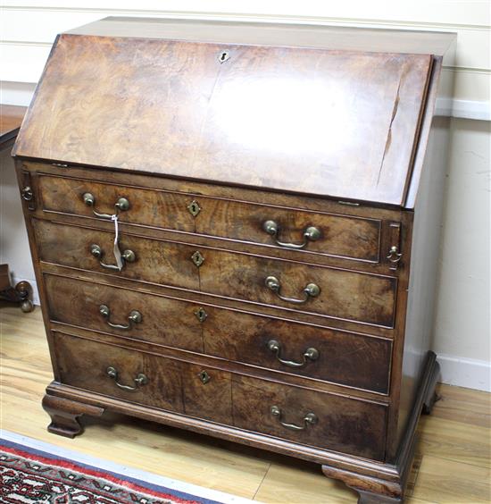 A George III mahogany bureau, W.92cm D.50cm H.104cm